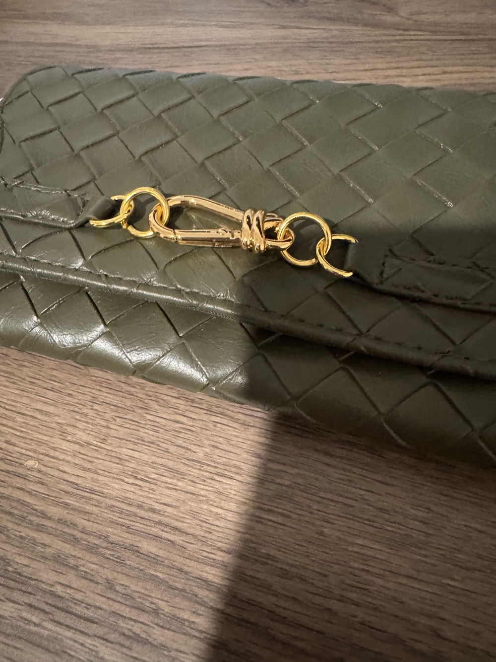 Time and Tru Olive Quilted Clutch with Gold Accent - Picture 2 of 3